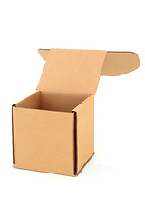 Image showing Cube Shaped Cardboard Box with Open Lid