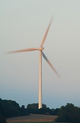 Image showing windturbine on sunset light