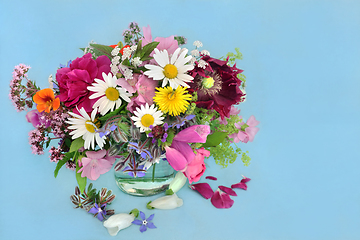 Image showing English Summer Flower Herb and Wildflower Arrangement