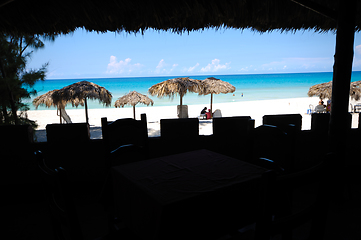 Image showing Exotic beach with parasol