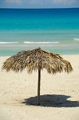 Image showing Parasol on tropical beach