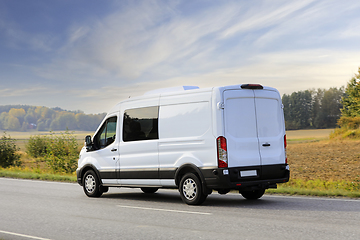 Image showing White Van at Speed on Highway