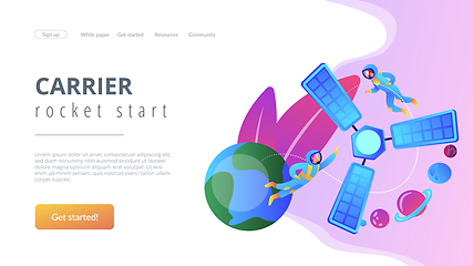 Image showing Satellite launch concept landing page.