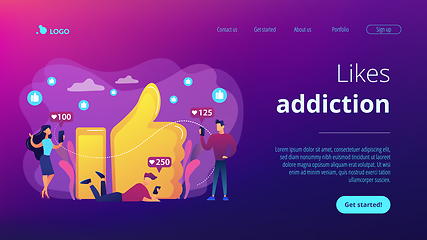 Image showing Likes addiction concept landing page.