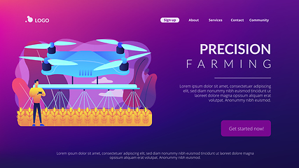 Image showing Agriculture drone use concept landing page.