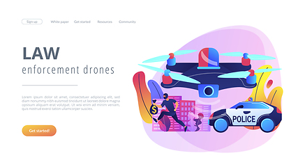 Image showing Law enforcement drones concept landing page.