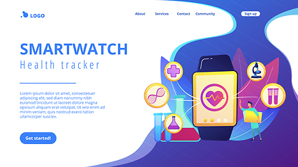 Image showing Smartwatch health tracker concept landing page.