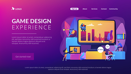 Image showing Computer games development concept landing page