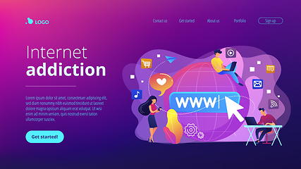 Image showing Internet addiction concept landing page.