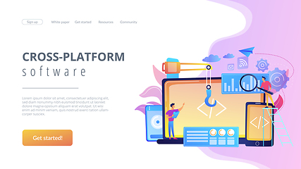 Image showing Cross-platform development concept landing page.