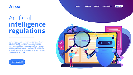 Image showing Artificial intelligence regulations concept landing page.