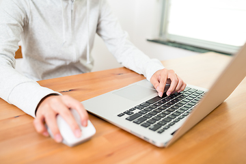 Image showing Woman using laptiop computer 