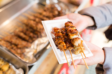 Image showing Grilled chicken at street kiosk