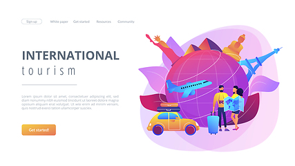 Image showing Global travelling concept landing page.