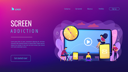 Image showing Screen addiction concept landing page.