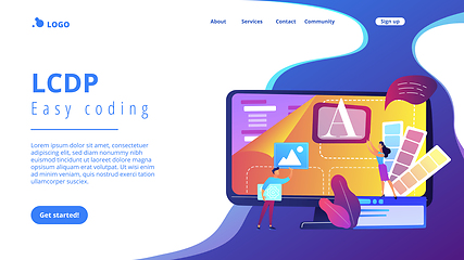 Image showing Low code development concept landing page.