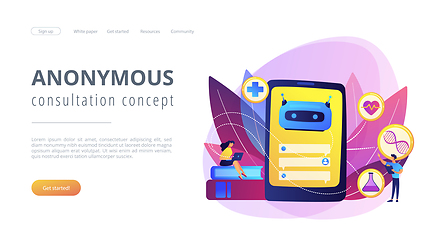 Image showing Chatbot in healthcareconcept landing page.