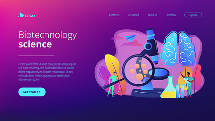 Image showing Microbiological technology concept landing page.