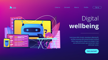 Image showing Digital wellbeing concept landing page.