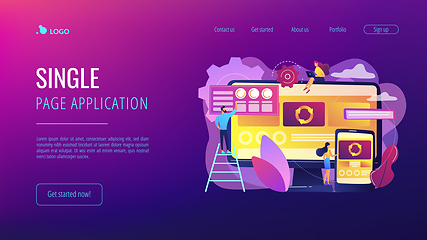 Image showing Single page application concept landing page.