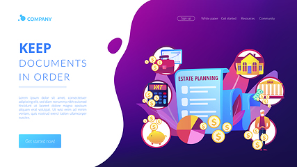 Image showing Estate planning concept landing page
