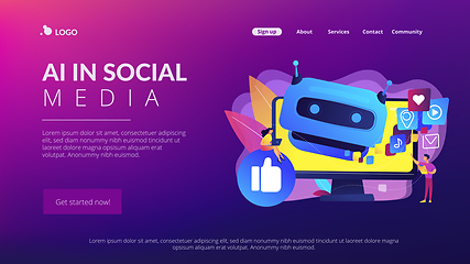 Image showing AI in social media concept landing page.