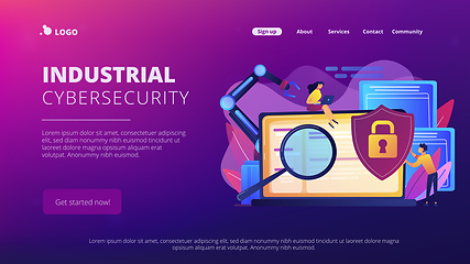 Image showing Industrial cybersecurity concept landing page.