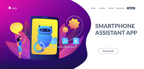 Image showing Chatbot virtual assistant via messagingconcept landing page.