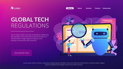 Image showing Artificial intelligence regulations concept landing page.