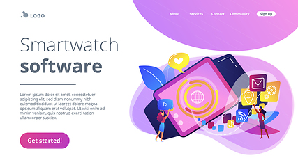 Image showing Smartwatch app concept landing page.