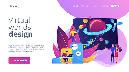 Image showing Virtual world development concept landing page