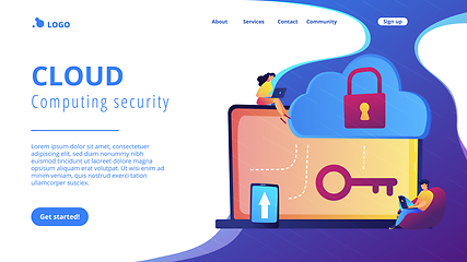 Image showing Cloud computing security concept landing page.