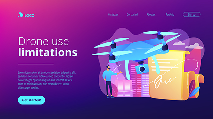 Image showing Drone flying regulations concept landing page.