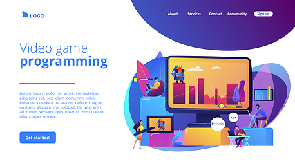 Image showing Computer games development concept landing page