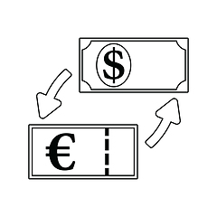 Image showing Icon of currency dollar and euro exchange