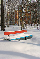 Image showing Winter bench