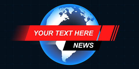 Image showing Template, mockup for breaking news screen on TV, video, online newspapers and magazines. Copyspace to insert image and text