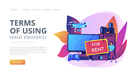 Image showing Renting electronic device concept landing page.