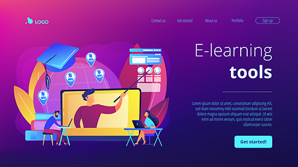 Image showing Global online education concept landing page.