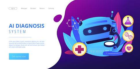 Image showing AI use in healthcare concept landing page.