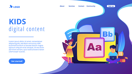 Image showing Kids digital content concept landing page.