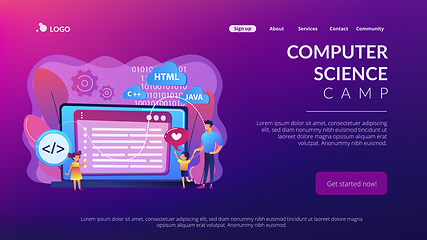 Image showing Computer programming camp concept landing page.