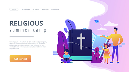 Image showing Religious summer camp concept landing page.