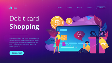 Image showing Debit cardconcept landing page.