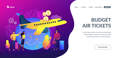 Image showing Low cost flights concept landing page