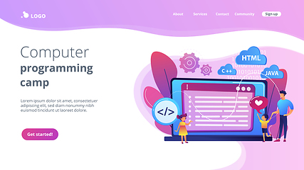 Image showing Computer programming camp concept landing page.