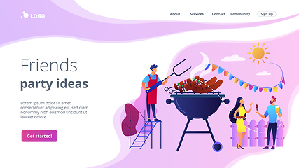 Image showing Backyard party concept landing page.