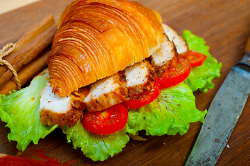 Image showing savory croissant brioche bread with chicken breast