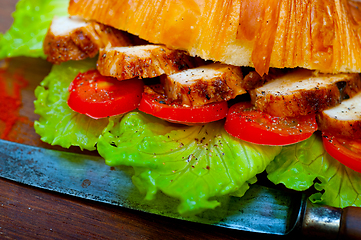 Image showing savory croissant brioche bread with chicken breast