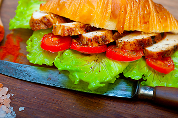 Image showing savory croissant brioche bread with chicken breast